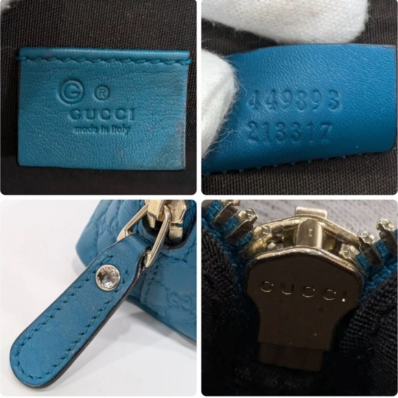Authentic Gucci micro GG sima Pouch Purse blue green leather - Picture 10 of 16